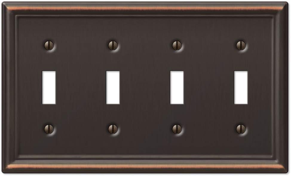 AmerTac 149T4DB Chelsea Steel Quad Toggle Wallplate, Aged Bronze