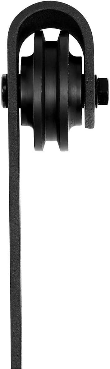 6.6FT Heavy Duty Sturdy Sliding Barn Door Hardware & Adjustable Floor Guide Wall Mount Roller & Pull Handle, J Shape Hangers, Smoothly and Quietly, Easy to Install, Fit 24"-36" Width Door B5A3351