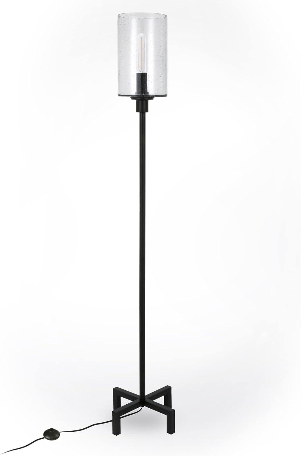 Panos 66" Industrial Bronze Floor Lamp with Seeded Glass Shade