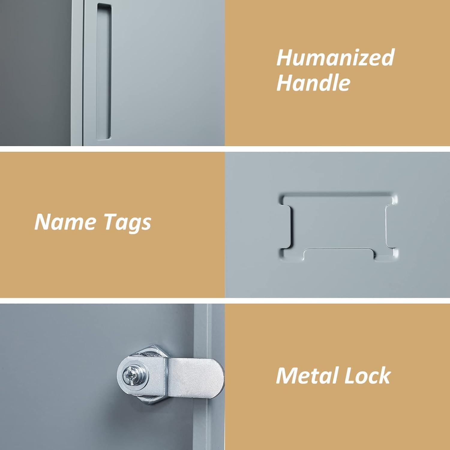 SISESOL Metal Locker Storage Cabinet with Doors and Shelves Metal Lockers with 6 Doors,71" Lockable Small Locker Storage Cabinet for Employees,School, Office, Home, Gym (Gray)