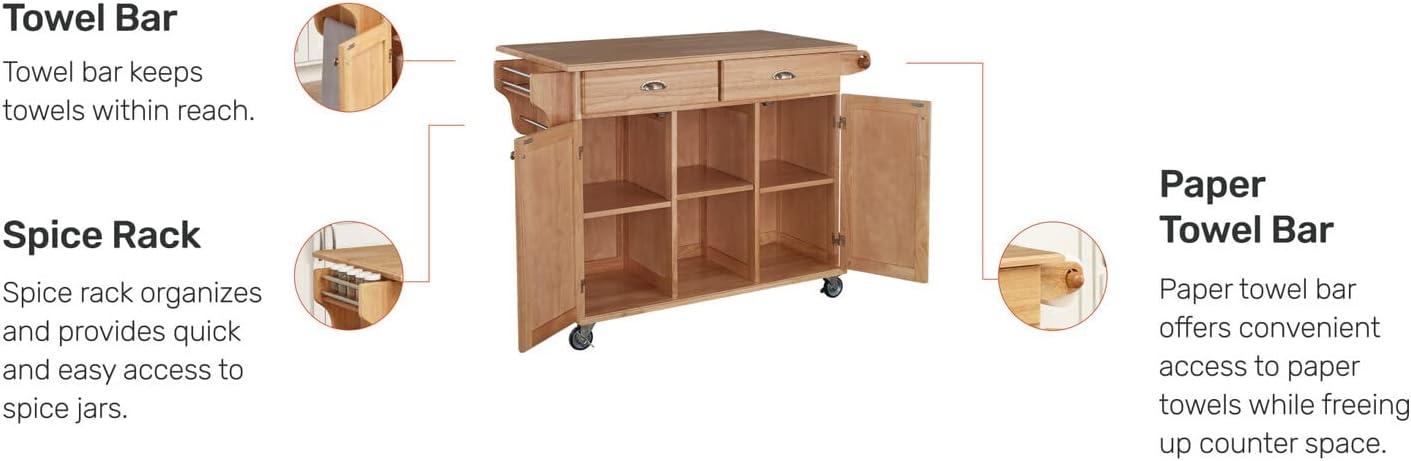 Homestyles General Line Wood Rolling Kitchen Cart in Brown