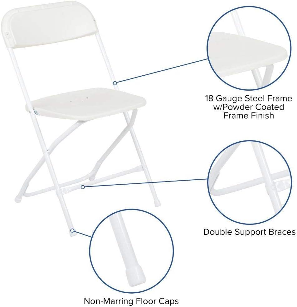 Flash Furniture Hercules Series Plastic Folding Chair White - 2 Pack 650LB Weight Capacity Comfortable Event Chair-Lightweight Folding Chair