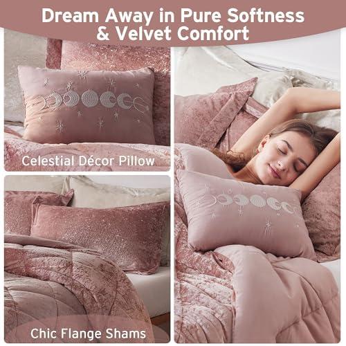 Felicia Crushed Velvet Comforter Set with Throw Pillow