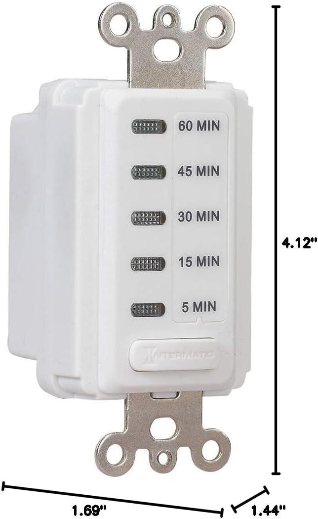 Intermatic EI205W 5/15/30/45/60 Minute Electronic in-Wall Countdown Auto-Off Timer, White