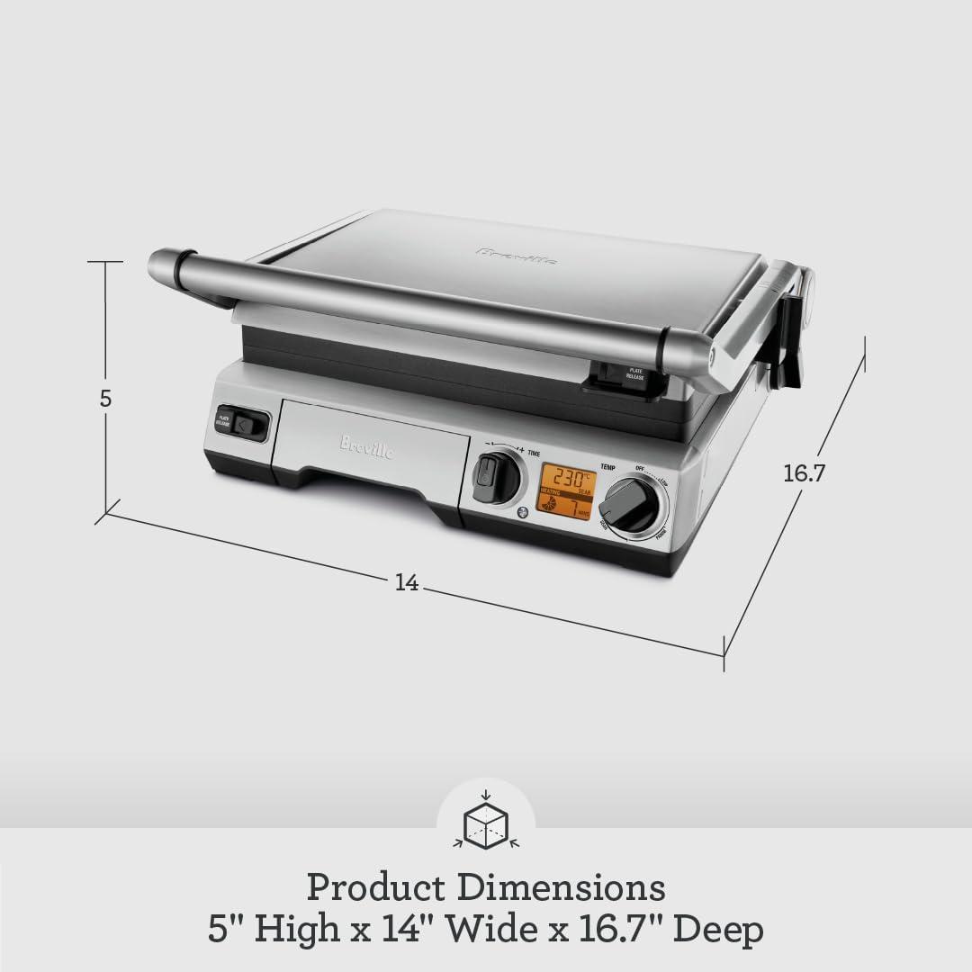 Breville BGR820XL Smart Grill, Electric Countertop Grill, Brushed Stainless Steel.