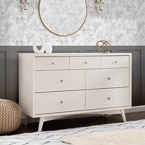 Palma Mid-Century Modern 7-Drawer Dresser with Brushed Metal Hardware