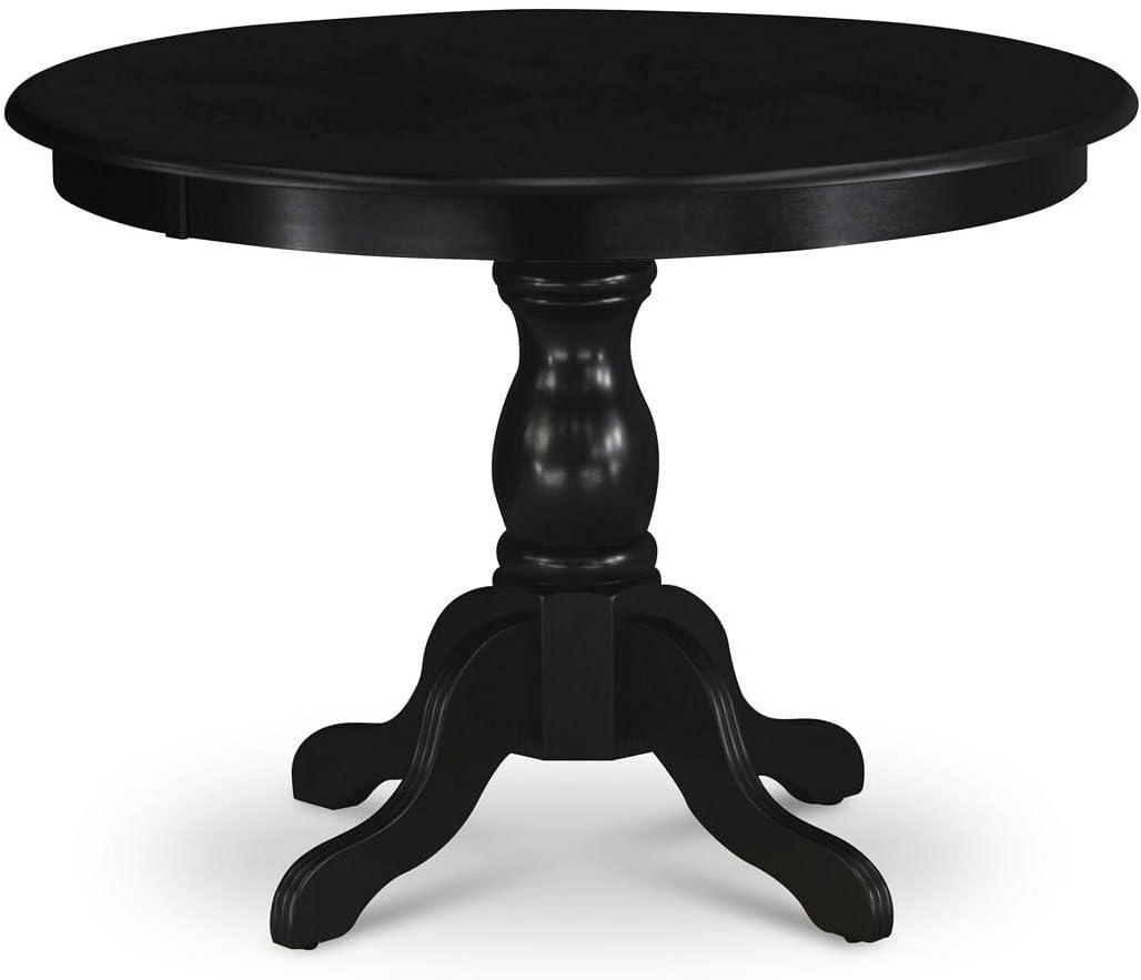 East West Furniture Eden Wood Dining Table with Pedestal Legs in Black