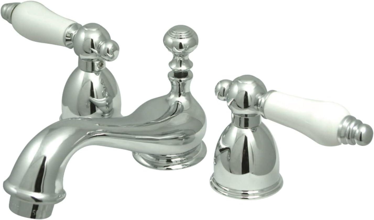 Kingston Brass KS3951PL Kingston Brass Restoration Two-Handle 3-Hole Deck Mount Mini-Widespread Bathroom Faucet with Brass Pop-Up