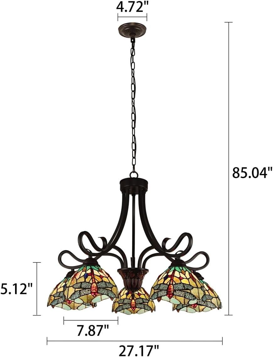 Radiance Goods Dragonfly Tiffany-Style Dark Bronze 5 Light Large Chandelier 27" Wide