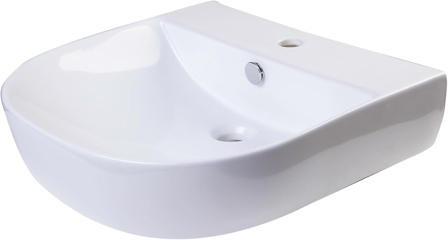 Alfi Brand 18.88'' White Porcelain U-Shaped Bathroom Sink with Overflow