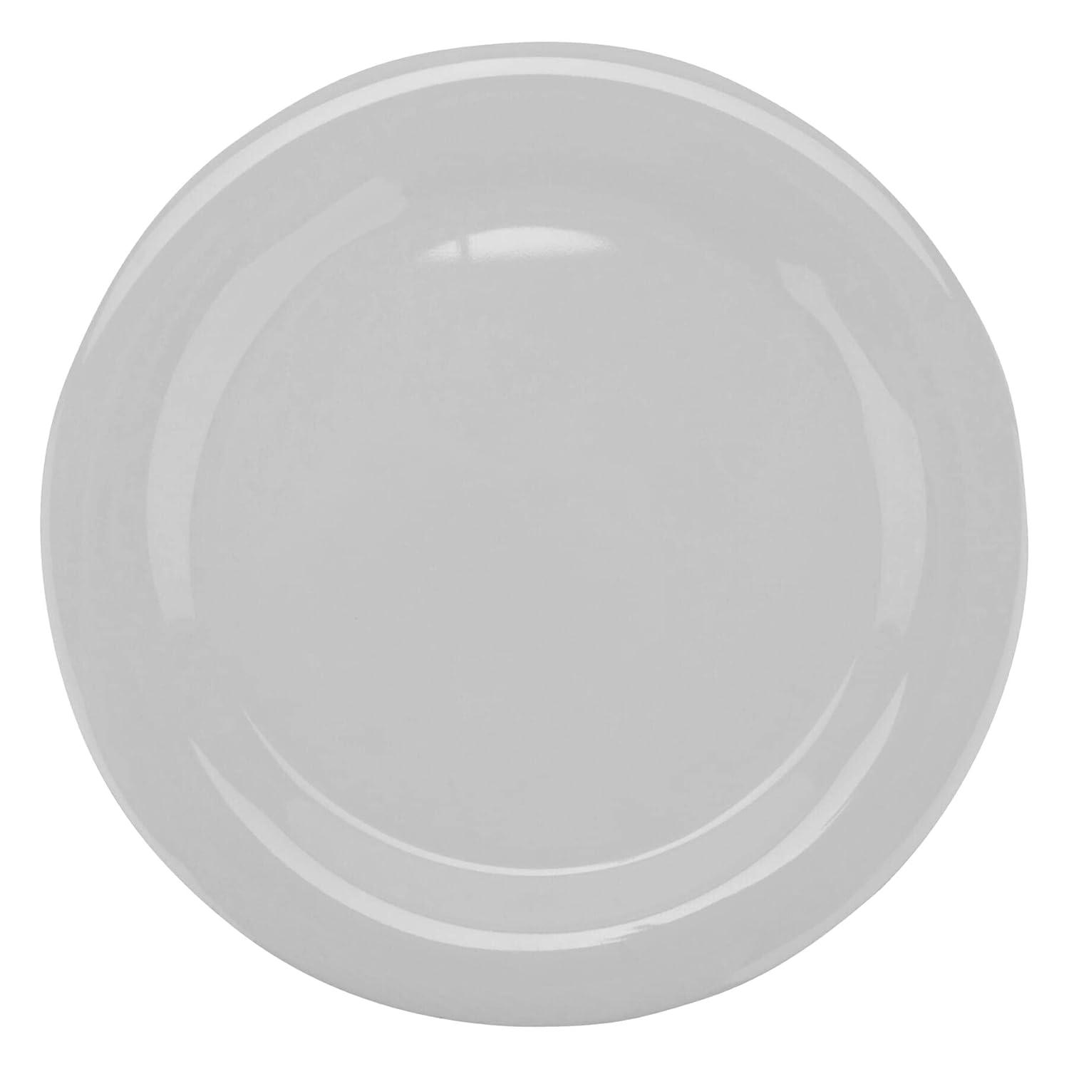 Diamond White 10.5" Round Melamine Narrow Rim Plate Set