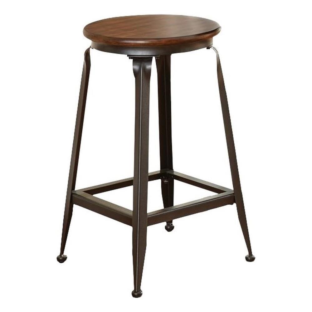 Set of 2 Addison 24" Counter Height Barstool Metal/Brown - Steve Silver Co.: Birch Veneer, Round Seat