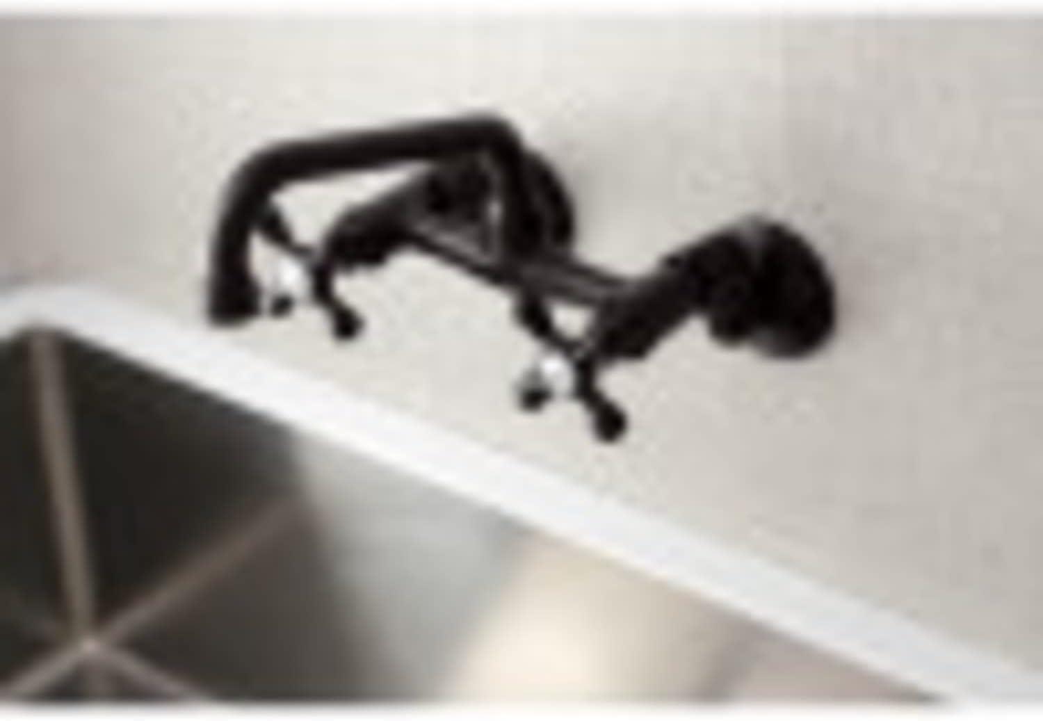 Kingston Brass Kingston Double-Handle 2-Hole Wall-Mount Bridge Kitchen Faucet