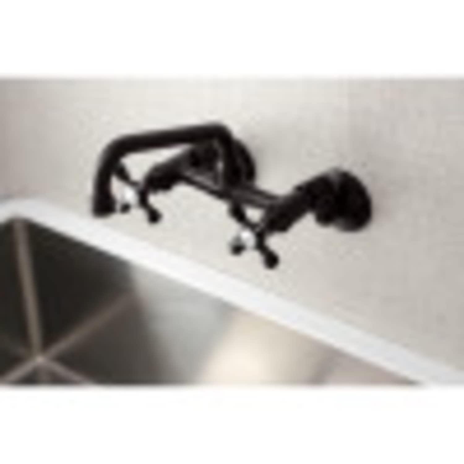 Kingston Brass Kingston Double-Handle 2-Hole Wall-Mount Bridge Kitchen Faucet