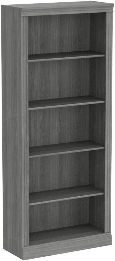 Modern Gray Adjustable Tall 5 Shelf Bookcase Set