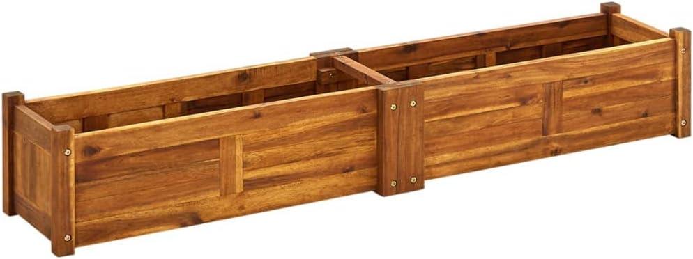 Natural Brown Acacia Wood Raised Garden Bed Planter Box