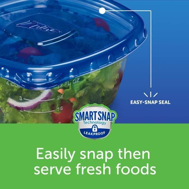 Ziploc® Brand, Food Storage Containers with Lids, Smart Snap Technology, Large Rectangle, 2 ct