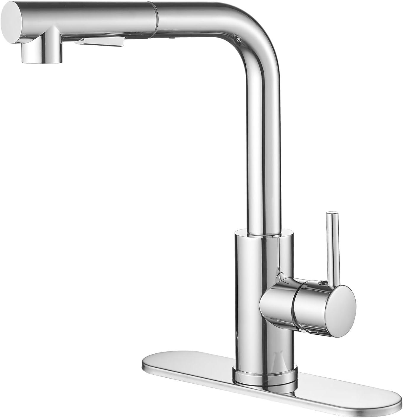 Polished Chrome Single Handle Pull-Out Spray Kitchen Faucet