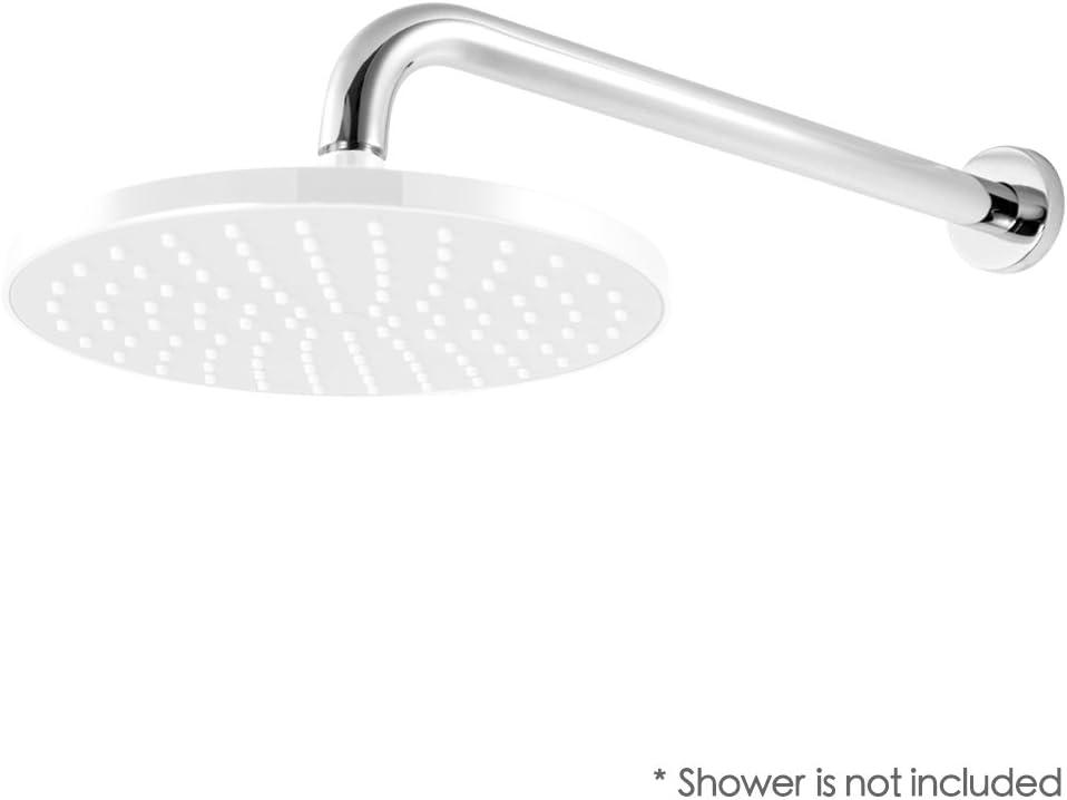 Lordear Shower Arm Chrome 16 Inch Shower Extension Arm L Shape Polished Chrome Stainless Steel Long Shower Head Extension Tube, Shower Extender Arm with Flange