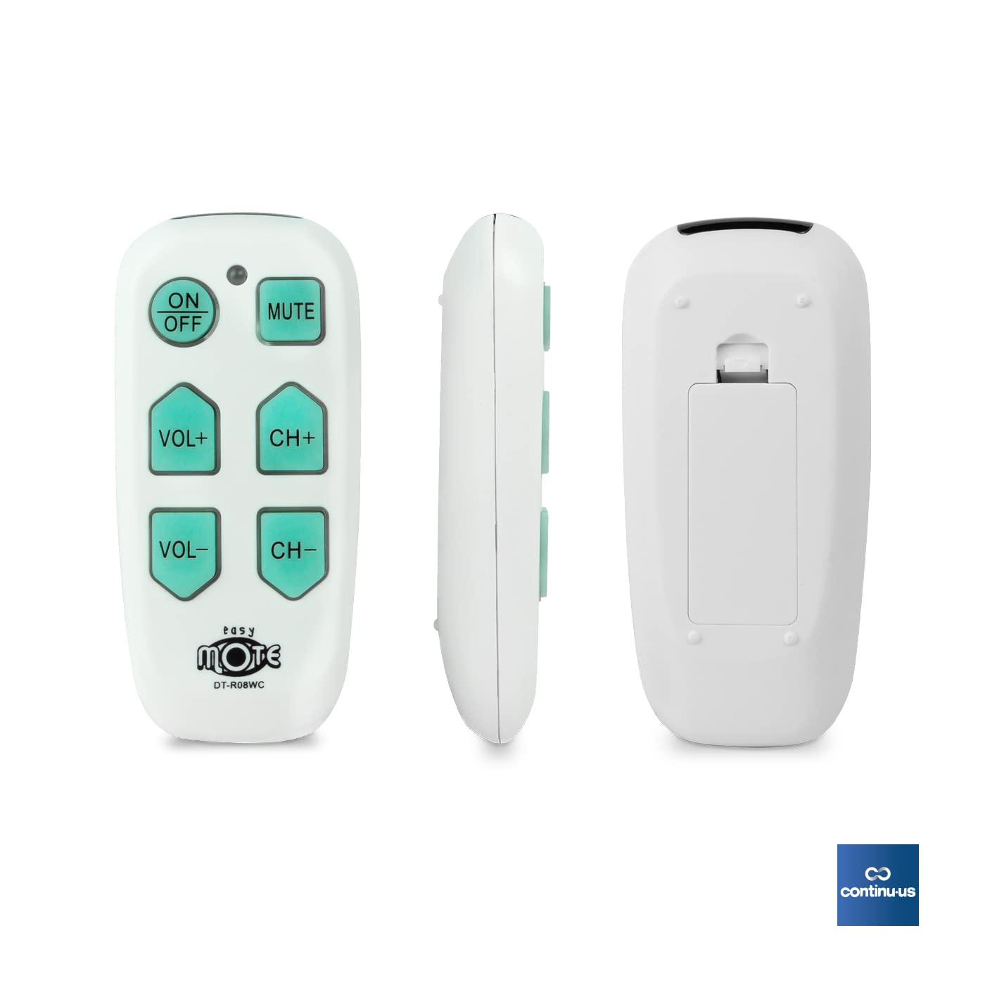Universal Big Button TV Remote - EasyMote | DT-R08B. Backlit, Easy Use, Smart, Learning Television & Cable Box Controller, Perfect for Assisted Living Elderly Care.