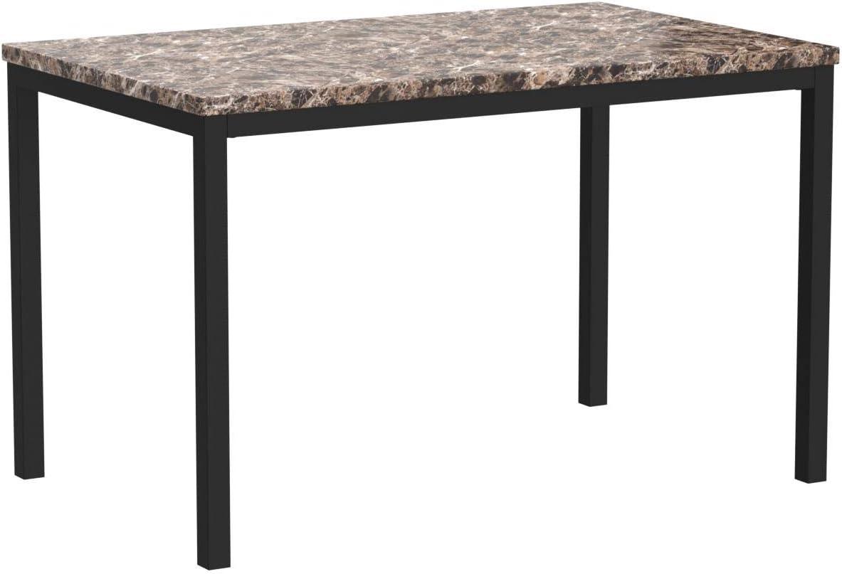 Roundhill Furniture Noyes Metal Dining Table with Faux Marble Top