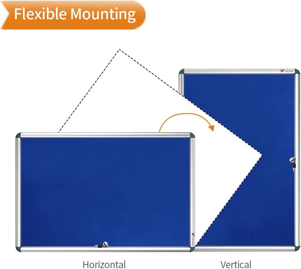 VIZ-PRO Tamperproof Lockable Noticeboard Class 1 Aluminium Framed 36x24 Inches
