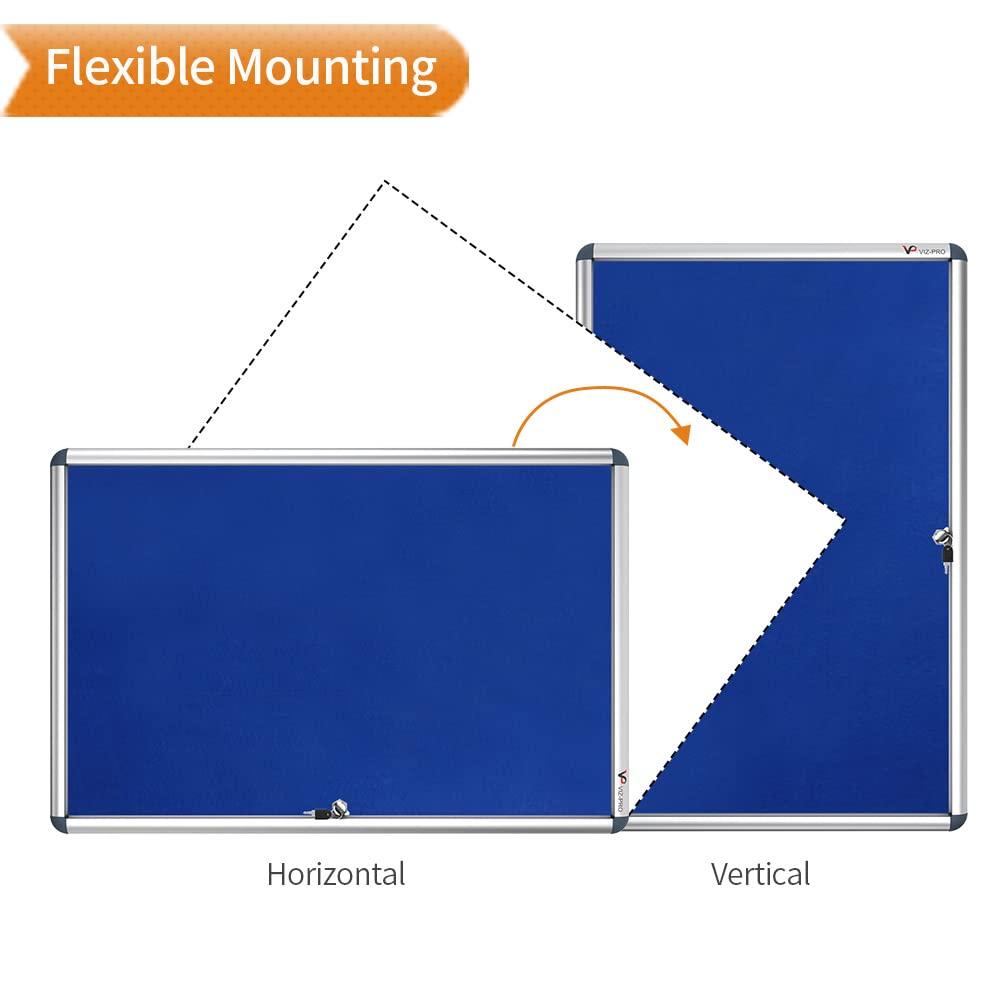 VIZ-PRO Tamperproof Lockable Noticeboard Class 1 Aluminium Framed 36x24 Inches