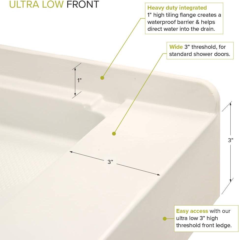 Cameo 60'' x 32'' Beige Transtone Shower Base with Center Drain