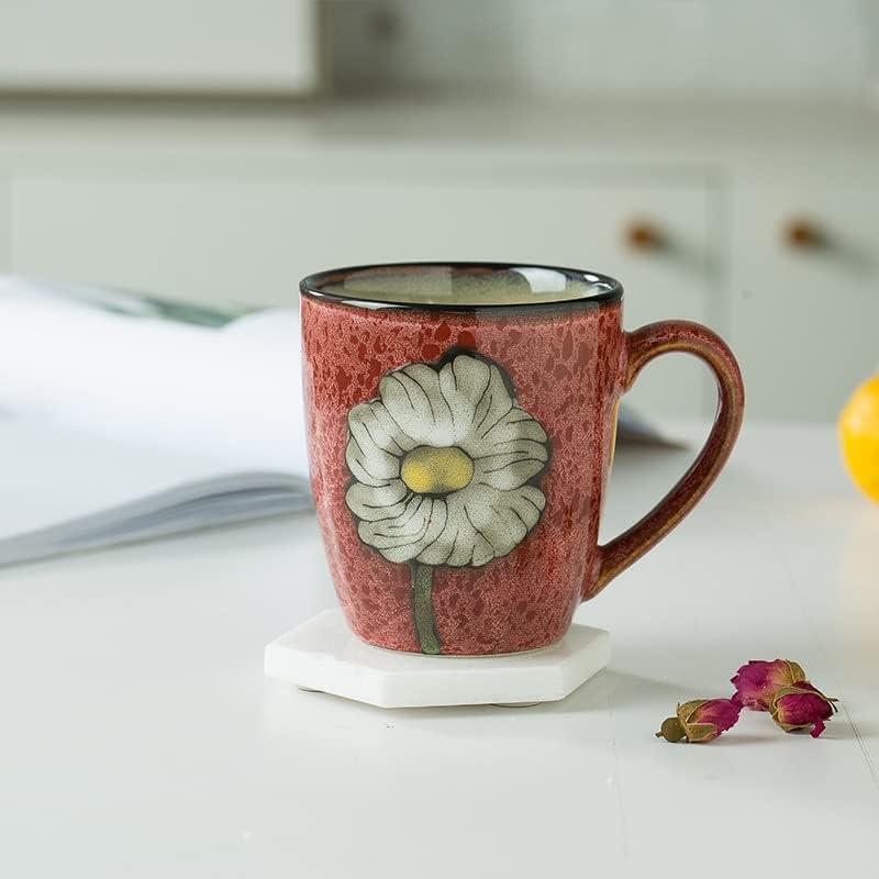 Floral Kiln Glazed Ceramic Mugs Set of 4