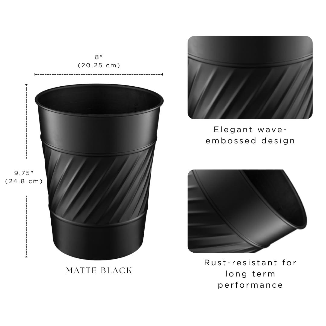 Monarch Abode Geometric Embossed Metal 1.7 Gallon Waste Basket