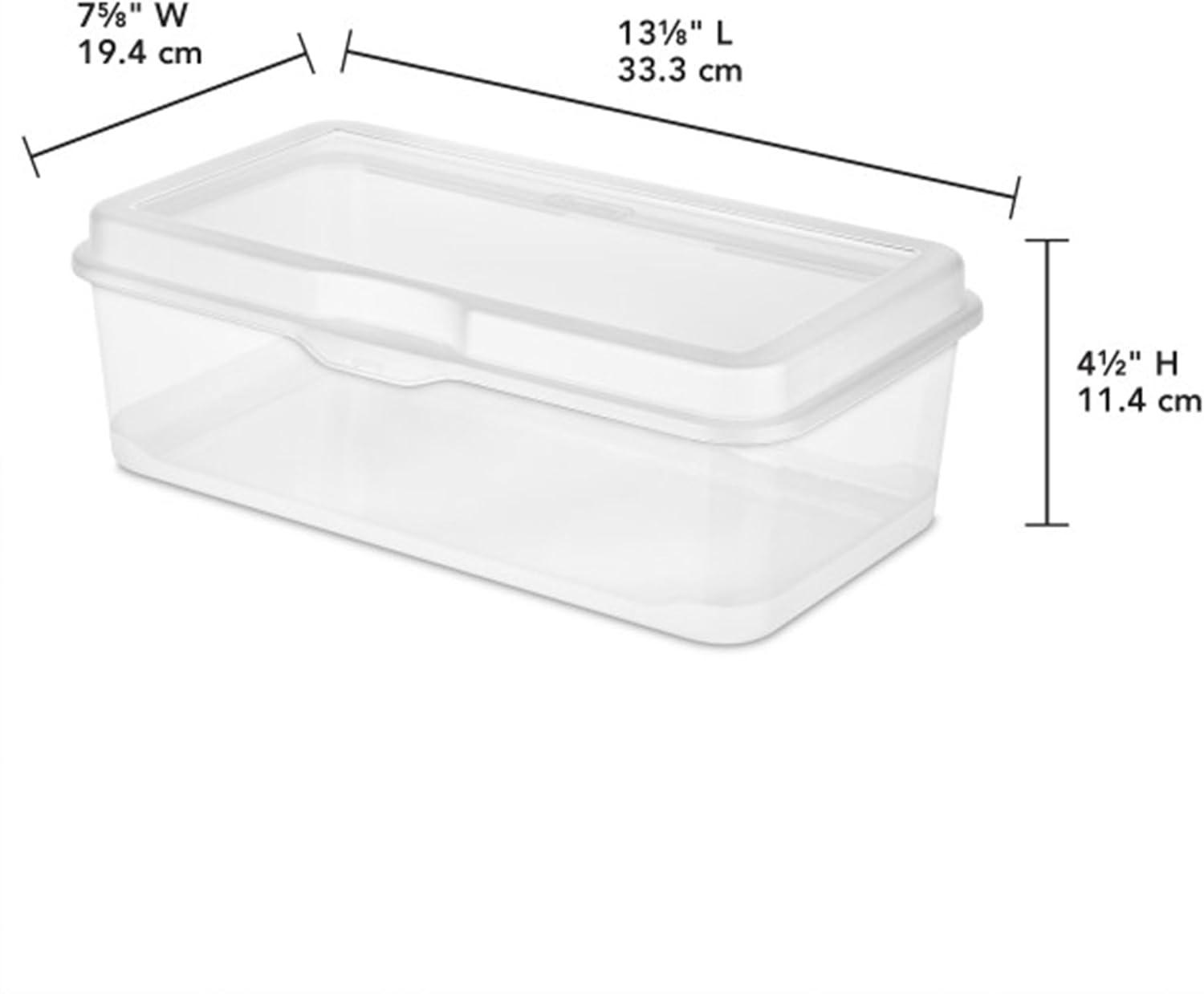 Clear Stackable Plastic Storage Bin with Hinged Lid, 6-Pack