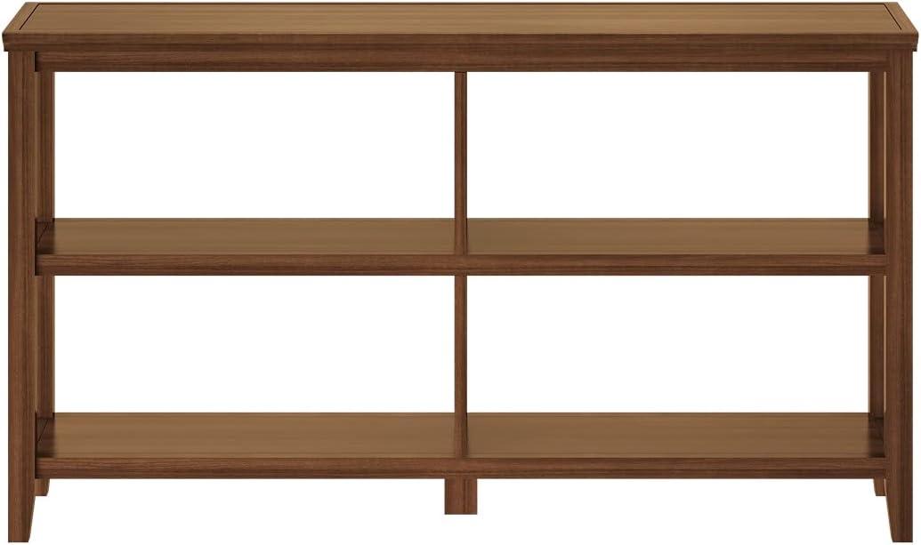 New Ridge Home Goods 2-tier Low Traditional Wooden Bookcase in Walnut