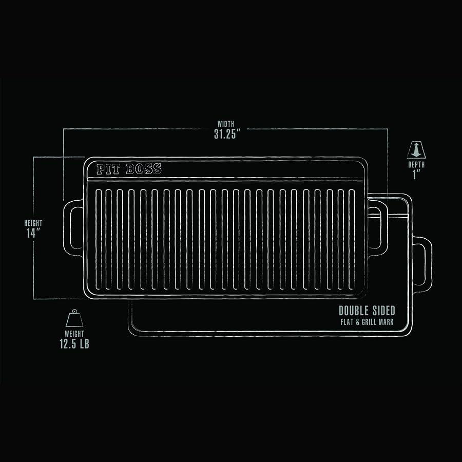 Pit Boss Pit Boss Cast Iron Rectangular Reversible Grill and Griddle Pan