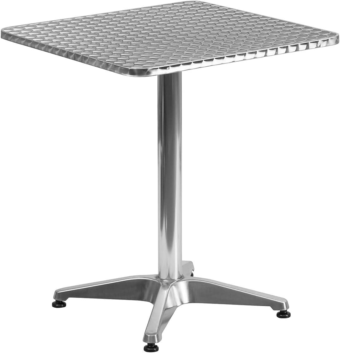 Flash Furniture Lila Juego de Mesa Cuadrada de Aluminio para Interior y Exterior de 23,5 Pulgadas con 4 Sillas con Respaldo de Listones