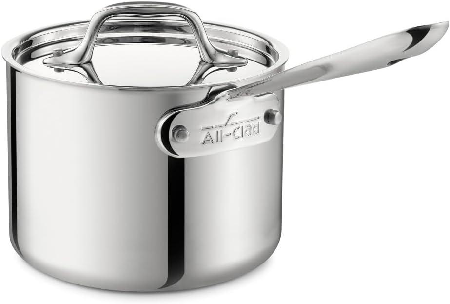 2 Quart Stainless Steel Industrial Saucepan with Lid