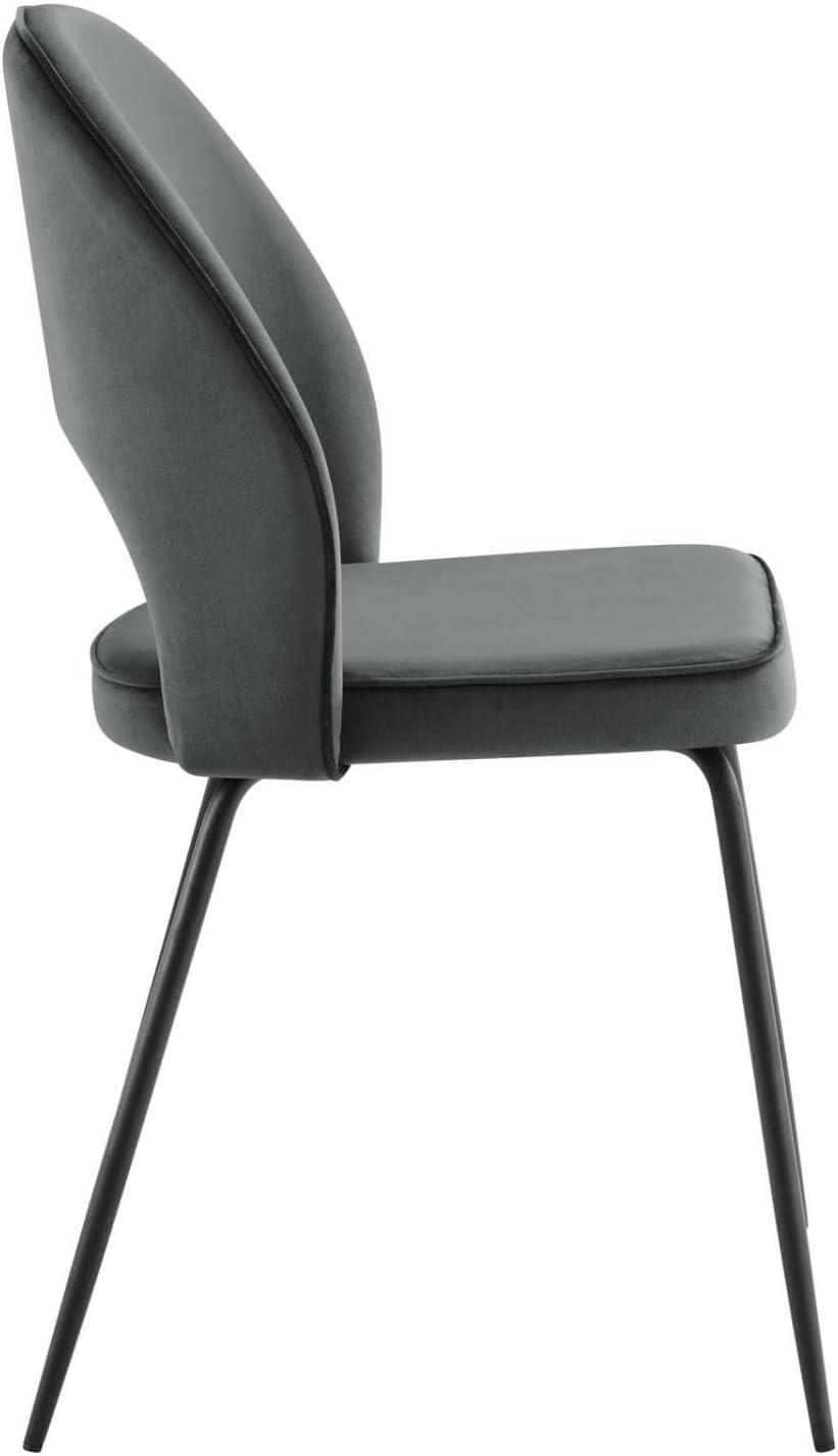 Modway Nico 18.5" Velvet Dining Chairs in Gray/Black (Set of 2)