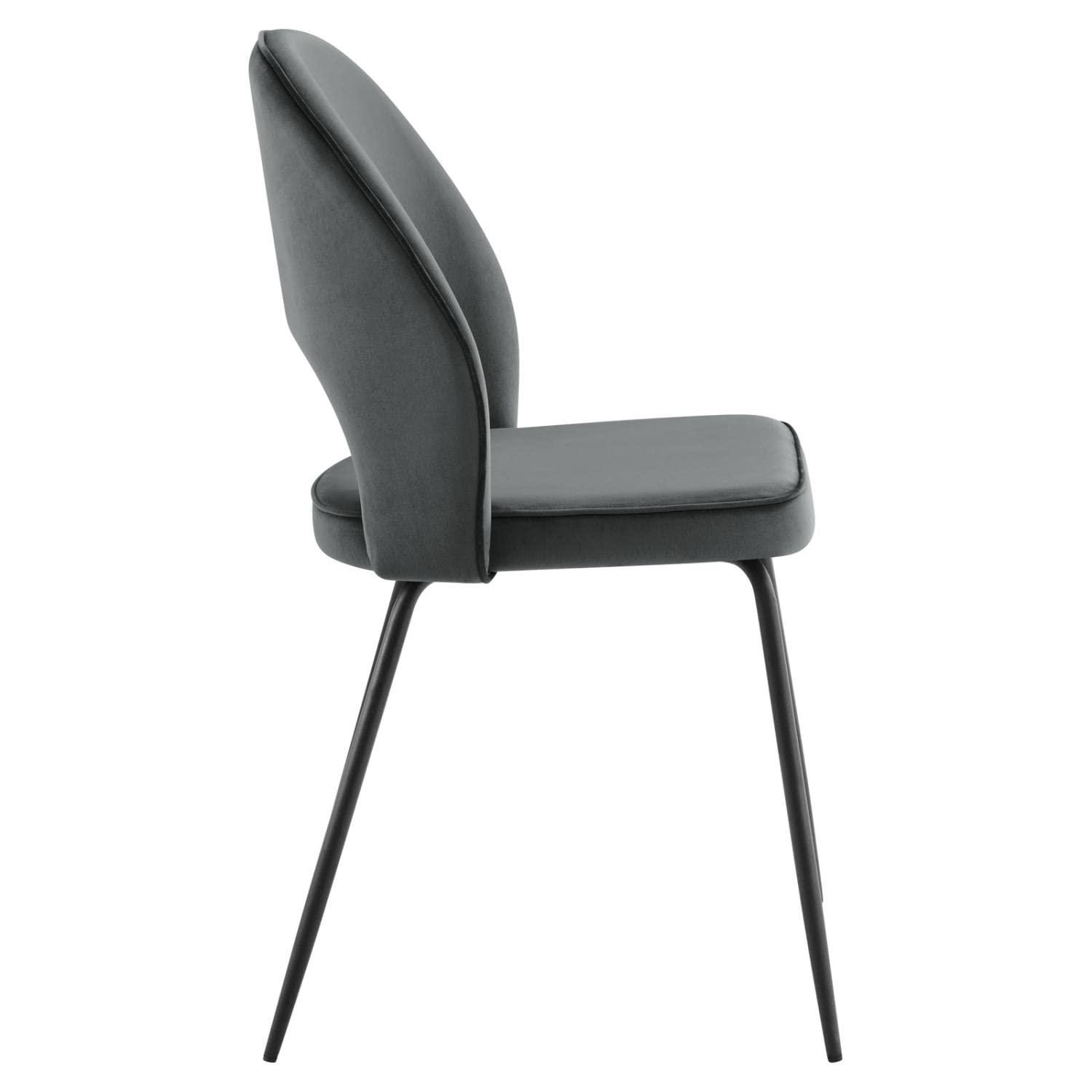 Modway Nico Performance Velvet Dining Chair Set of 2 in Black Gray