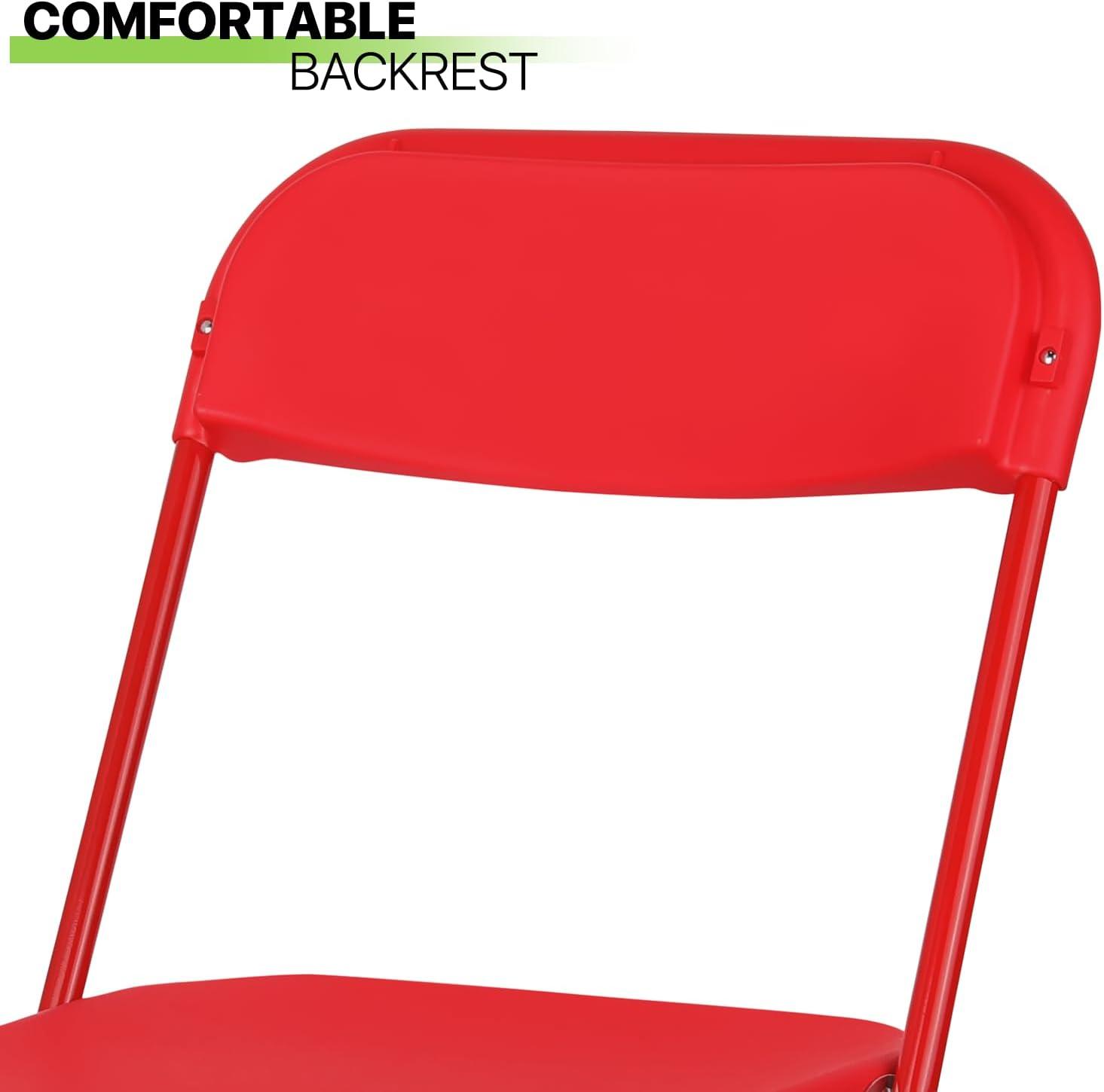 Magshion 10pcs Plastic Folding Chair, Stackable Patio Seat for Wedding Party Meeting Indoor Outdoor, Red