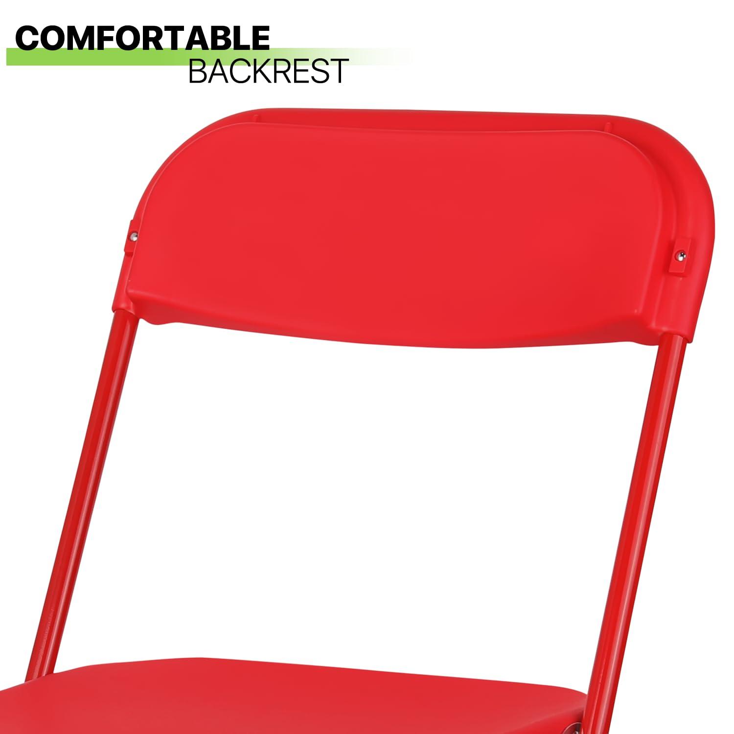 Magshion 10pcs Plastic Folding Chair, Stackable Patio Seat for Wedding Party Meeting Indoor Outdoor, Red