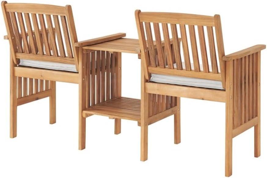 Alaterre Furniture Bristol Acacia Wood Outdoor Double Seat Bench with Attached Table, Natural