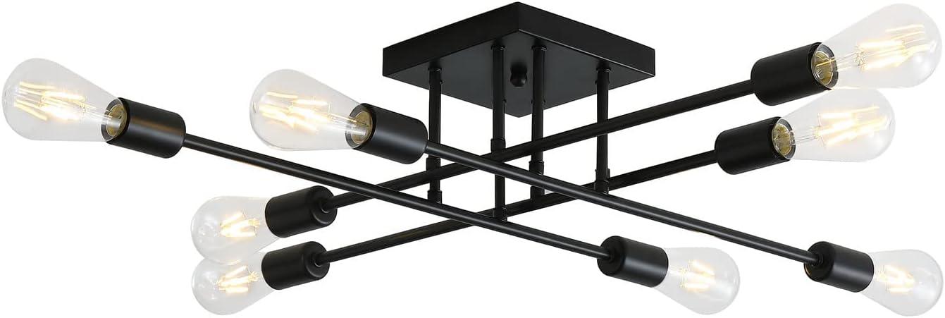 Aiwen 8 Lights Metal Sputnik Semi Flush Mount Ceiling Lamp Modern Home Decoration Light Fixture