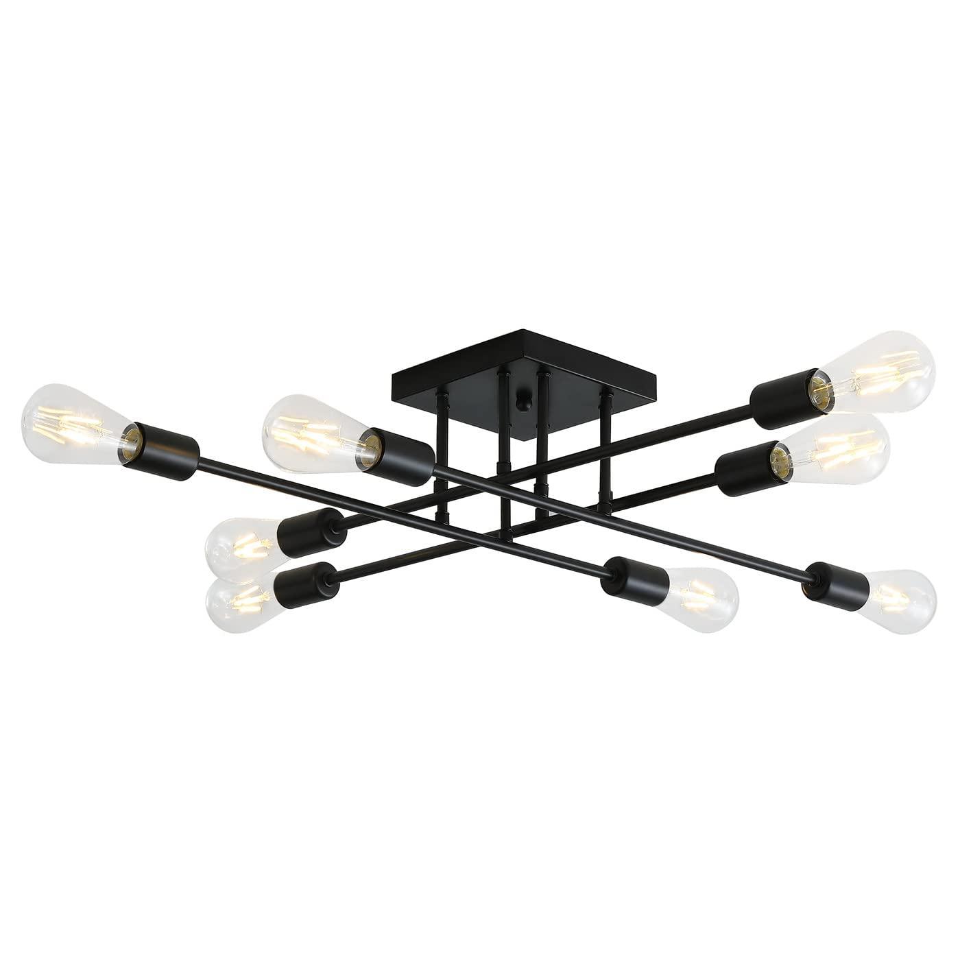 Aiwen 8 Lights Metal Sputnik Semi Flush Mount Ceiling Lamp Modern Home Decoration Light Fixture