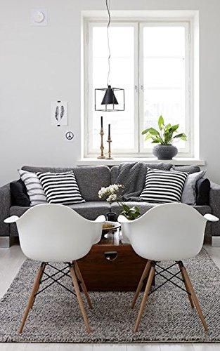 George Oliver Set of 2 Modern Dining Side Chairs from Molded Plastic Armchair Shell with Natural Wooden Legs (Set of 2)