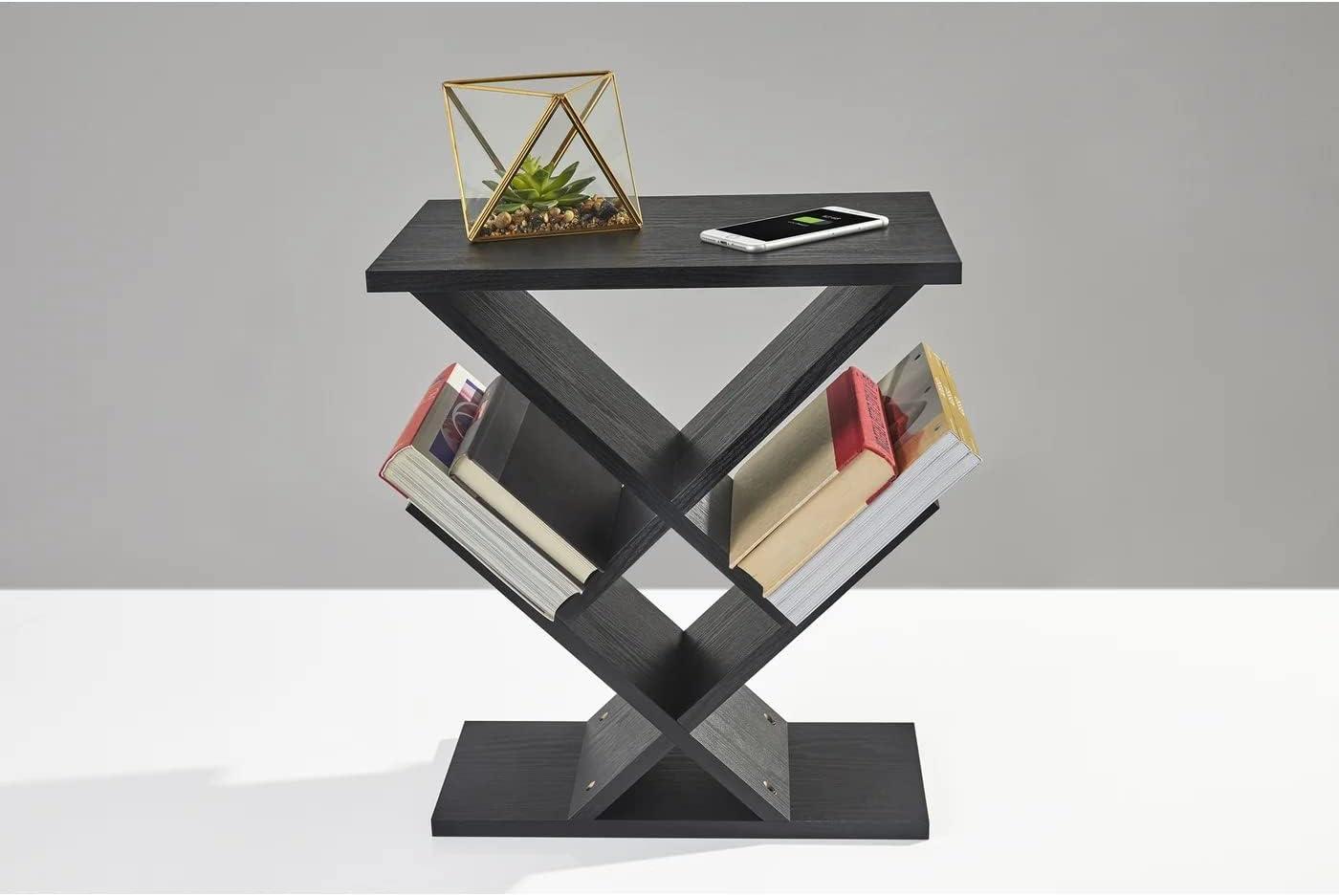 Adesso Zig Zag Accent Table Black Walnut : Mid-Century Modern, 19x12, Spot Clean, No Tools Assembly