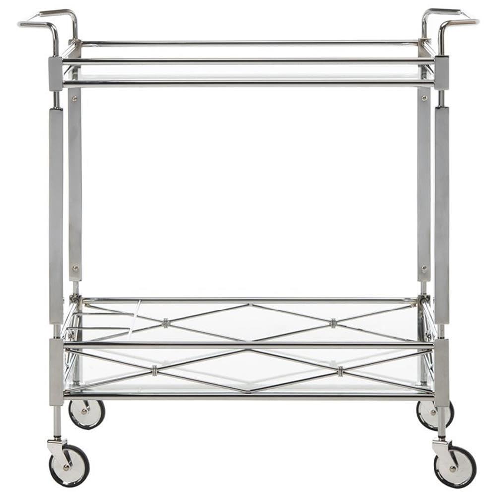 Ingrid 2 Tier Bar Cart - BCT8000A - Chrome/Glass - Safavieh