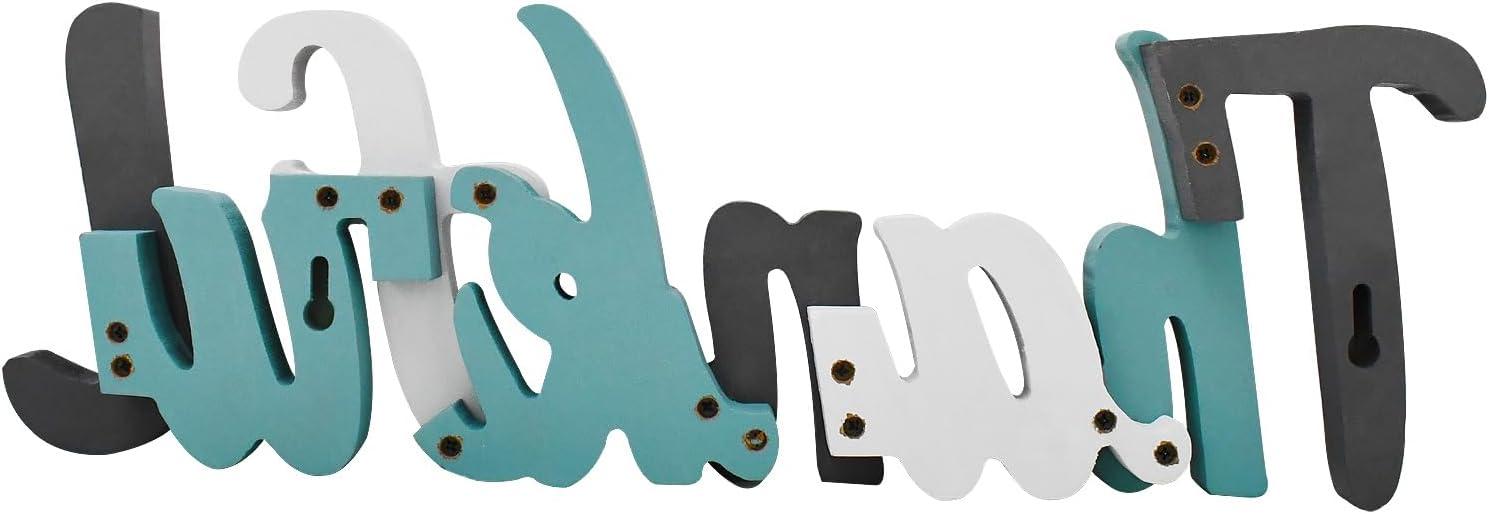 Rustic Multicolor Wooden Thankful Letter Sign Decor