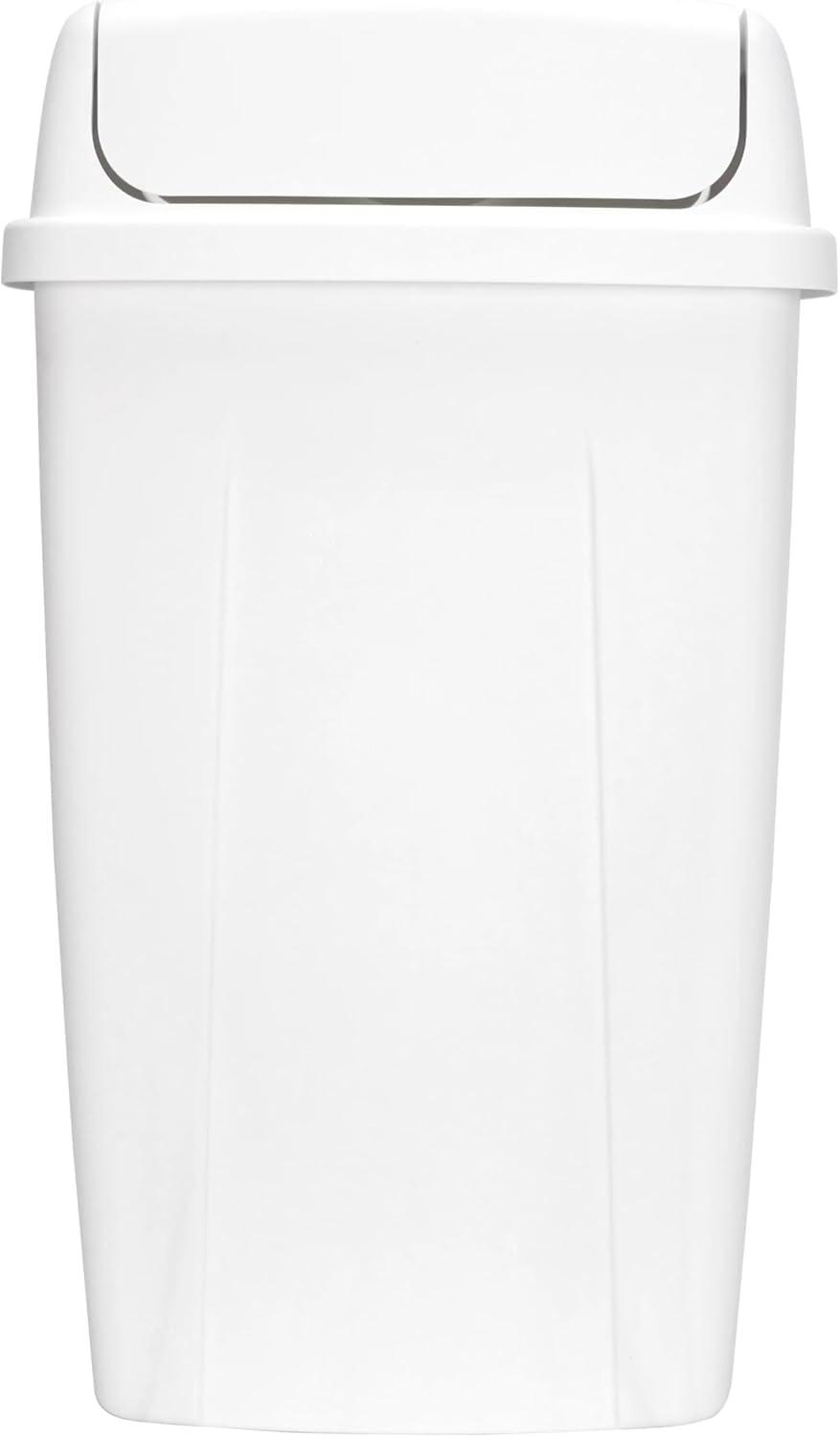 13 Gallon Trash Can, Plastic Swing Top Kitchen Garbage Trash Can (White)