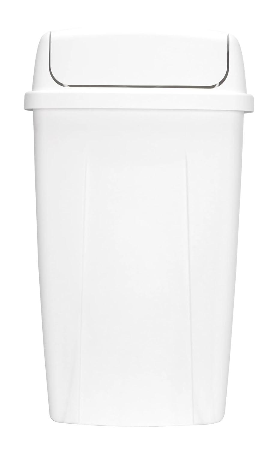 Mainstays Kitchen Trash Can, 13 Gallon, Plastic Swing Top Garbage Bin, White