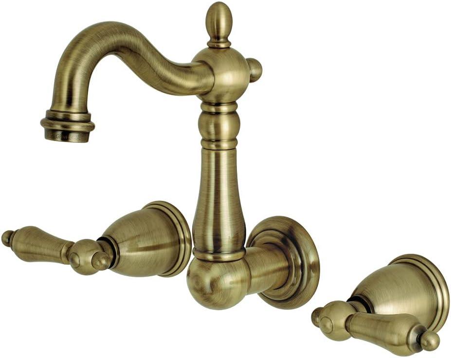 Kingston Brass Heritage Two-Handle 3-Hole Wall Mount Bathroom Faucet