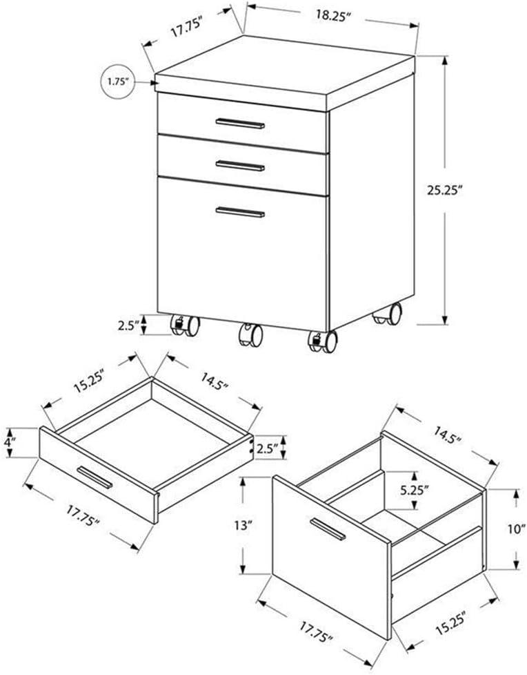 Millwood Pines File Cabinet, Rolling Mobile, Storage Drawers, Printer Stand, Office, Work, Brown Laminate, Contemporary, Modern